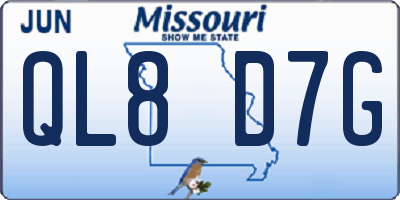 MO license plate QL8D7G