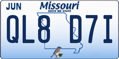 MO license plate QL8D7I