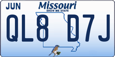 MO license plate QL8D7J