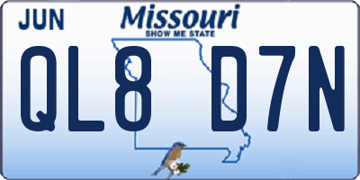 MO license plate QL8D7N