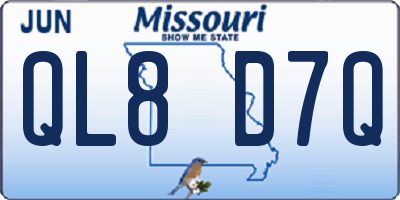 MO license plate QL8D7Q
