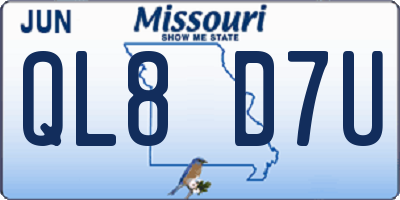 MO license plate QL8D7U
