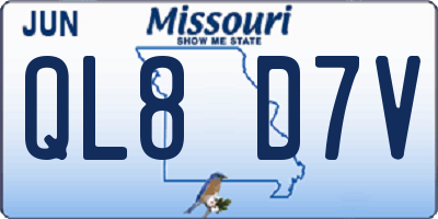 MO license plate QL8D7V