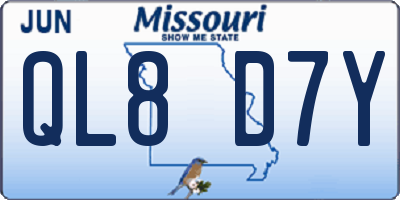 MO license plate QL8D7Y