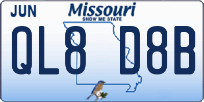 MO license plate QL8D8B