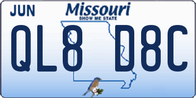 MO license plate QL8D8C