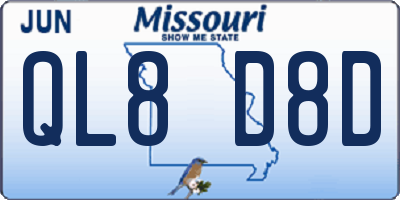 MO license plate QL8D8D