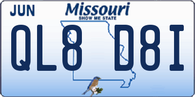MO license plate QL8D8I