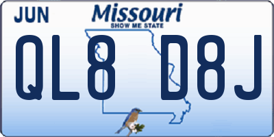 MO license plate QL8D8J