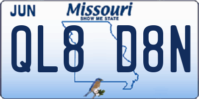 MO license plate QL8D8N