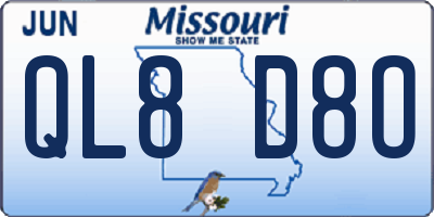 MO license plate QL8D8O