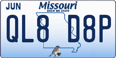 MO license plate QL8D8P