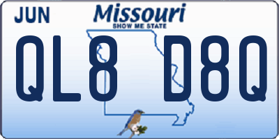 MO license plate QL8D8Q