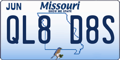MO license plate QL8D8S
