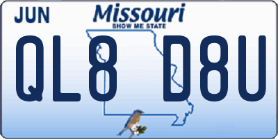 MO license plate QL8D8U