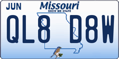 MO license plate QL8D8W