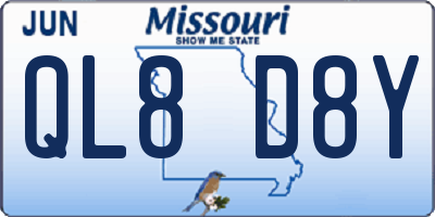 MO license plate QL8D8Y
