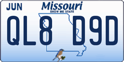 MO license plate QL8D9D