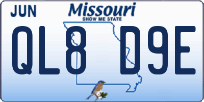 MO license plate QL8D9E
