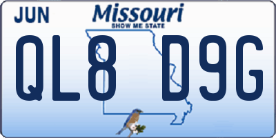 MO license plate QL8D9G