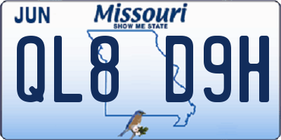 MO license plate QL8D9H