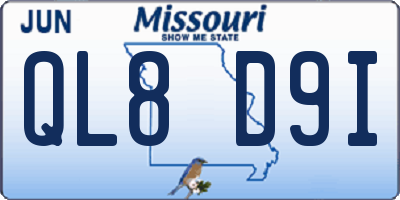MO license plate QL8D9I