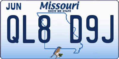 MO license plate QL8D9J