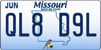 MO license plate QL8D9L
