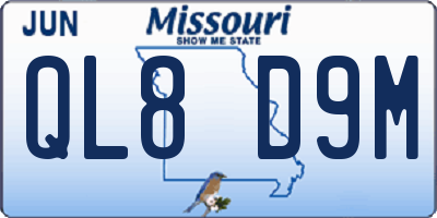 MO license plate QL8D9M