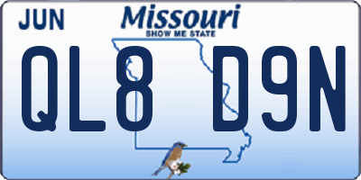 MO license plate QL8D9N