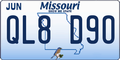 MO license plate QL8D9O