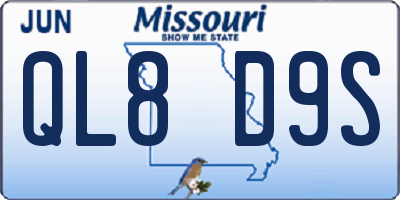 MO license plate QL8D9S