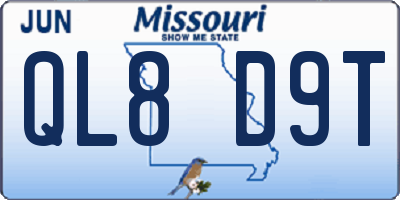 MO license plate QL8D9T