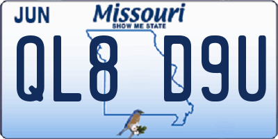 MO license plate QL8D9U