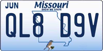 MO license plate QL8D9V