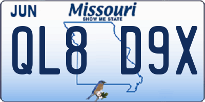 MO license plate QL8D9X