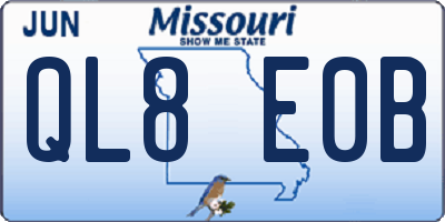 MO license plate QL8E0B