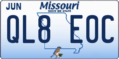 MO license plate QL8E0C