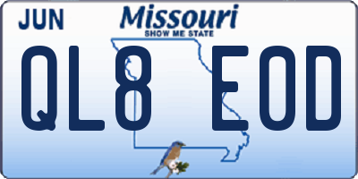 MO license plate QL8E0D
