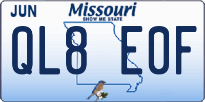 MO license plate QL8E0F