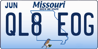 MO license plate QL8E0G