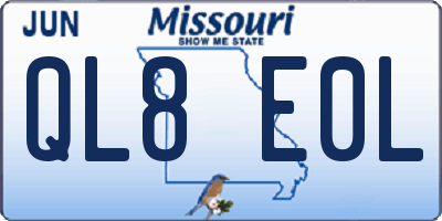 MO license plate QL8E0L