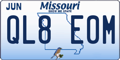 MO license plate QL8E0M