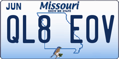 MO license plate QL8E0V
