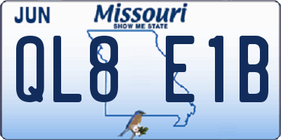 MO license plate QL8E1B