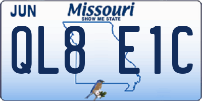 MO license plate QL8E1C