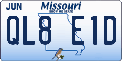 MO license plate QL8E1D