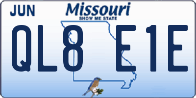 MO license plate QL8E1E