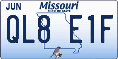 MO license plate QL8E1F