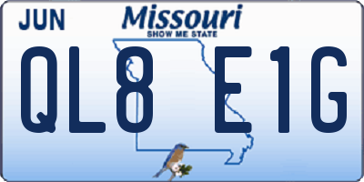 MO license plate QL8E1G